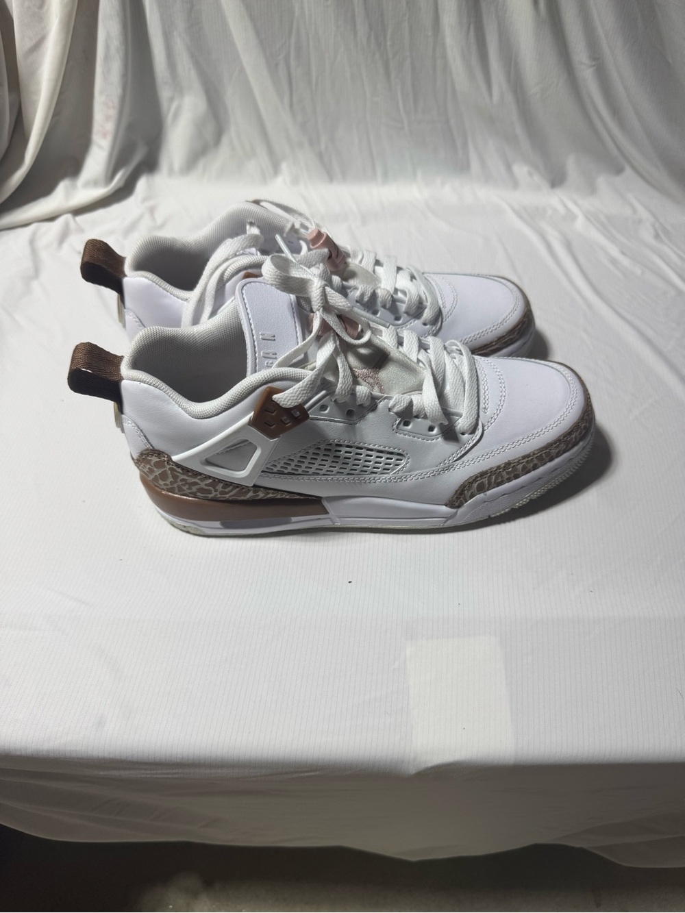 Jordan Kids White and Brown Retro Style Sneakers